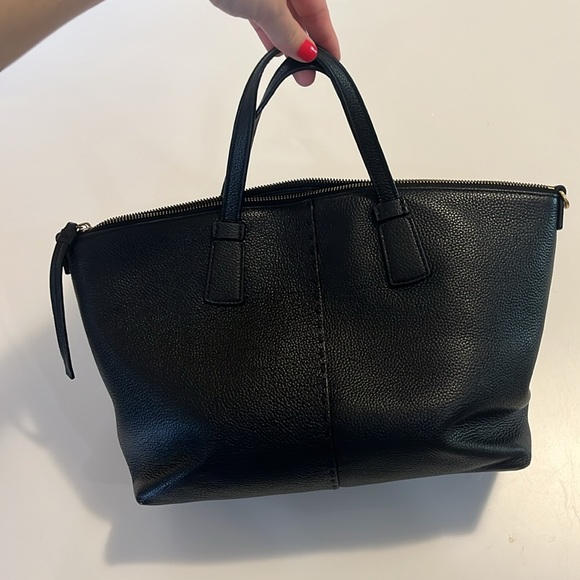 Tory Burch Black Pebbled Leather McGraw Top Zip Satchel Bag - Picture 5 of 8